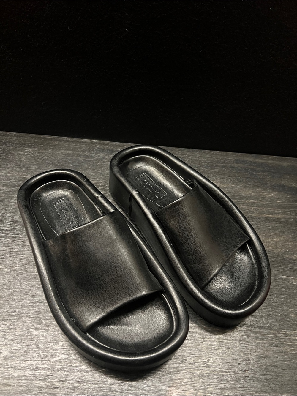 Topshop Black Padded Slide Sandals with Wide Strap